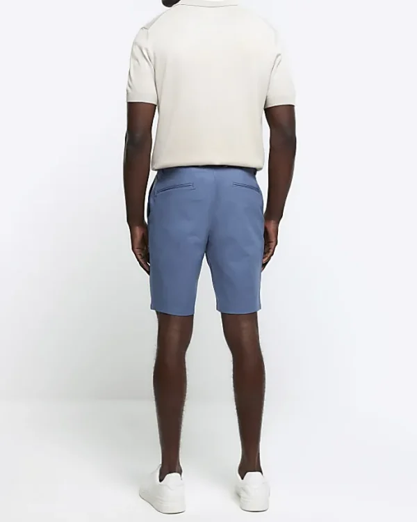 Blue slim fit chino shorts