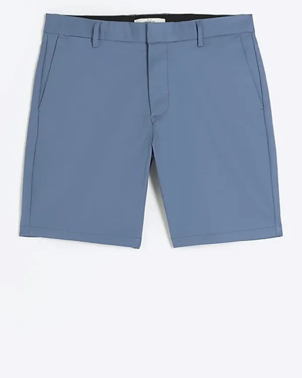 Blue slim fit chino shorts