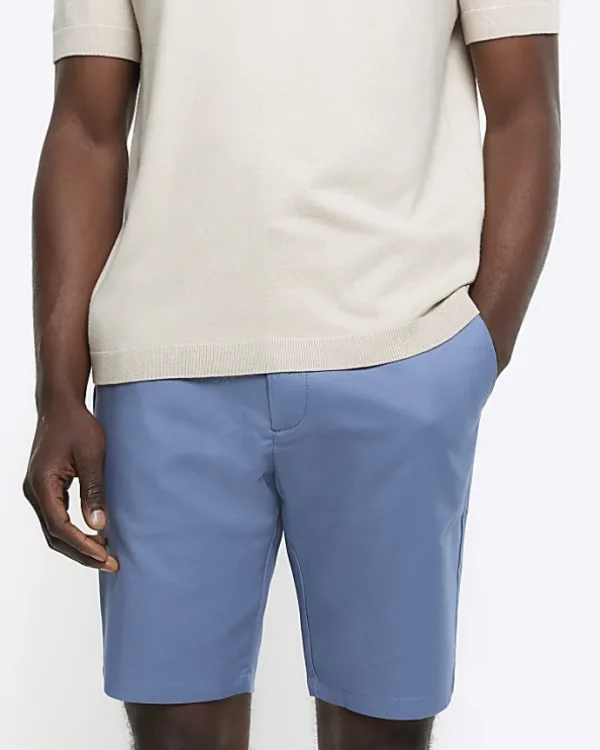 Blue slim fit chino shorts