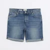 Blue slim fit faded denim shorts