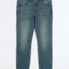 Blue slim fit faded jeans