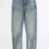 Blue slim fit faded jeans