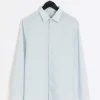 Blue slim fit long sleeve smart shirt