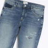 Blue Slim Fit Ripped Jeans