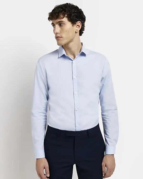 Blue slim fit smart shirt multipack