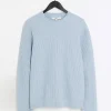 Blue slim fit waffle texture jumper