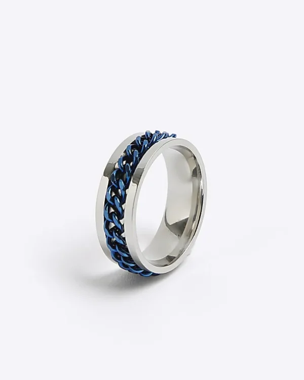 Blue stainless steel chain ring