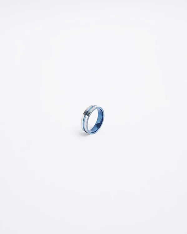 Blue stainless steel cross ring