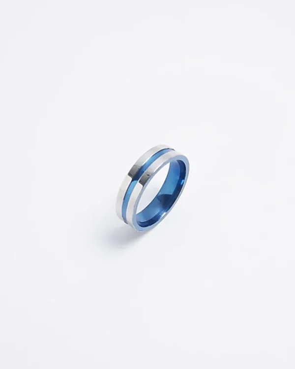 Blue stainless steel cross ring