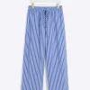 Blue stripe poplin pull on trousers