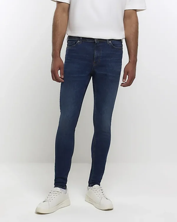 Blue super skinny fit spray on jeans