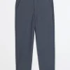 Blue tapered fit plisse smart trousers