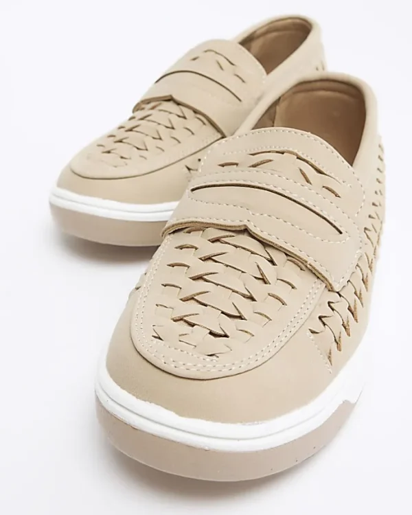 Boys beige weave loafers