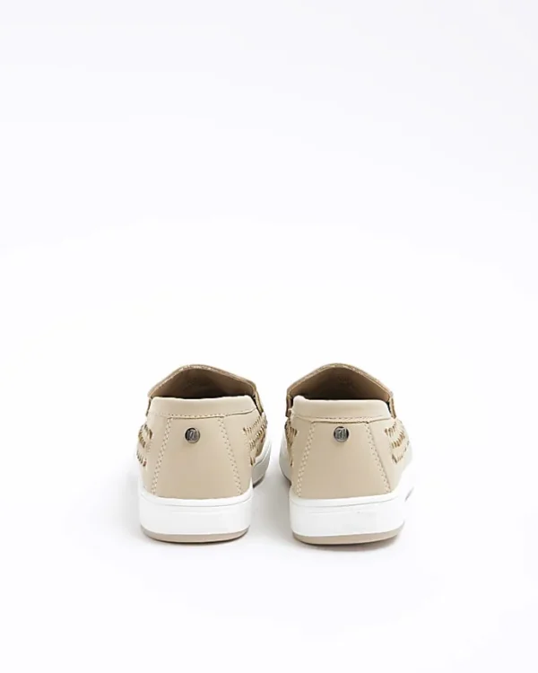 Boys beige weave loafers