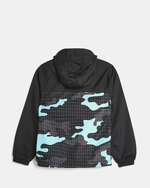 Boys black Hype camo hooded jacket