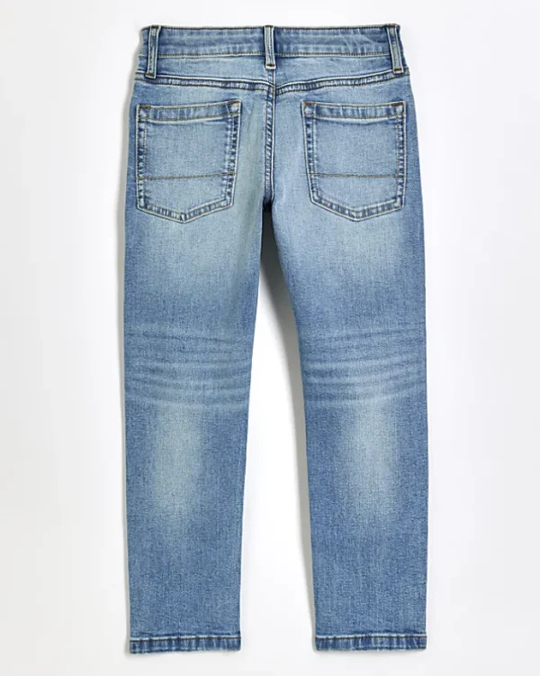 Boys blue ripped slim fit jeans