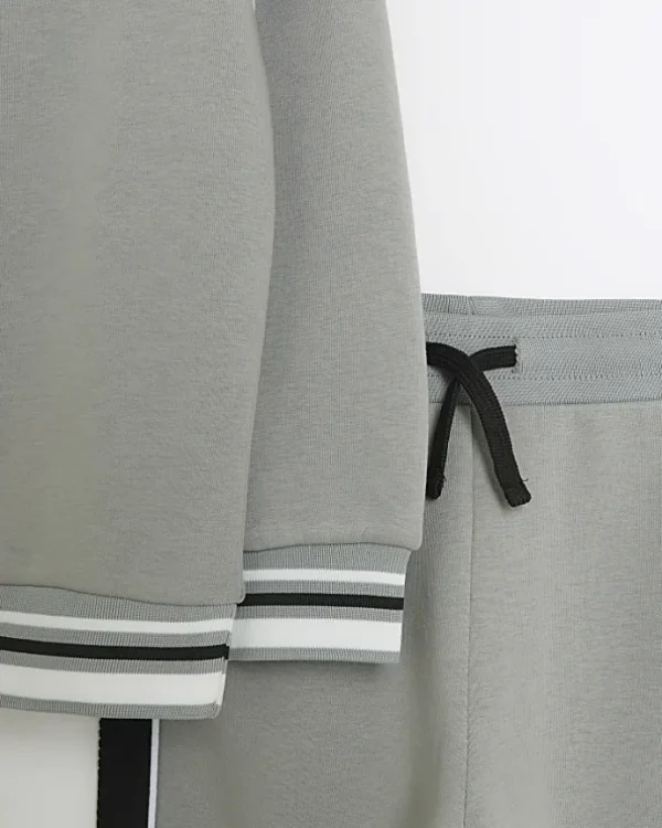 Boys grey taped sweatshirt and joggers set