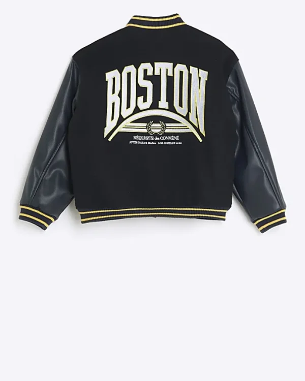 Boys navy embroidered varsity bomber jacket