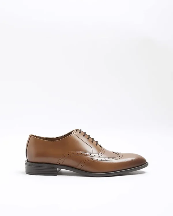 Brown brogue derby shoes