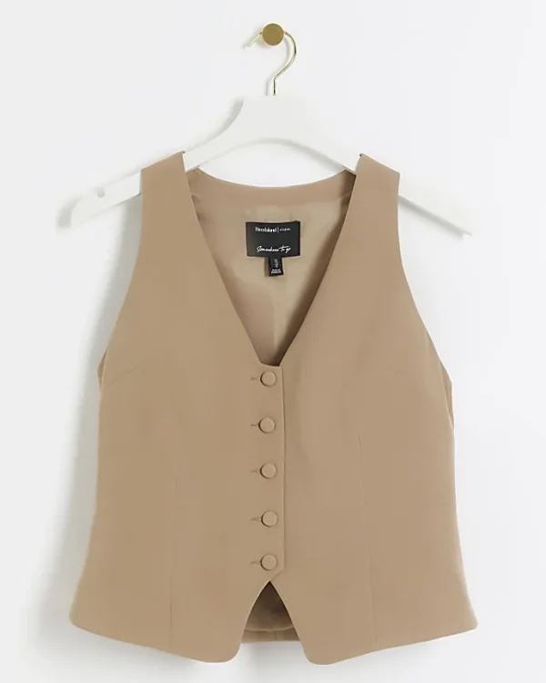 Brown button front waistcoat