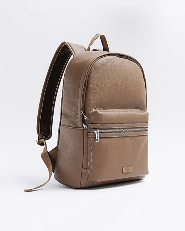 Brown faux leather rucksack