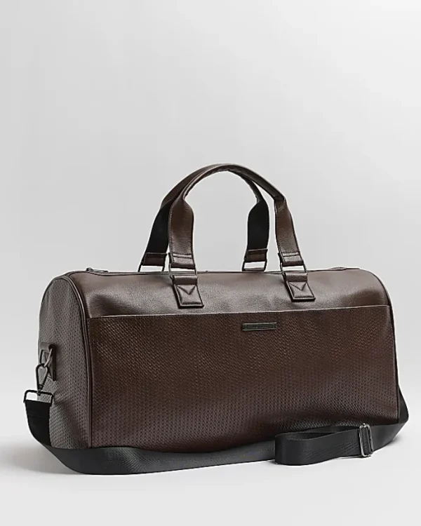 Brown faux leather Weave Holdall