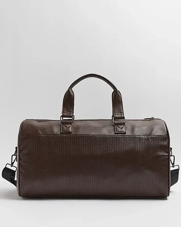 Brown faux leather Weave Holdall