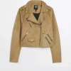 Brown faux suede Biker Jacket