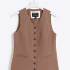 Brown high V-neck waistcoat