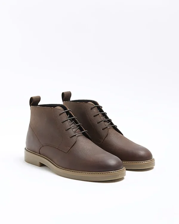 Brown lace up chukka boots