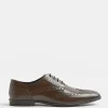 Brown lace up leather brogue derby shoes