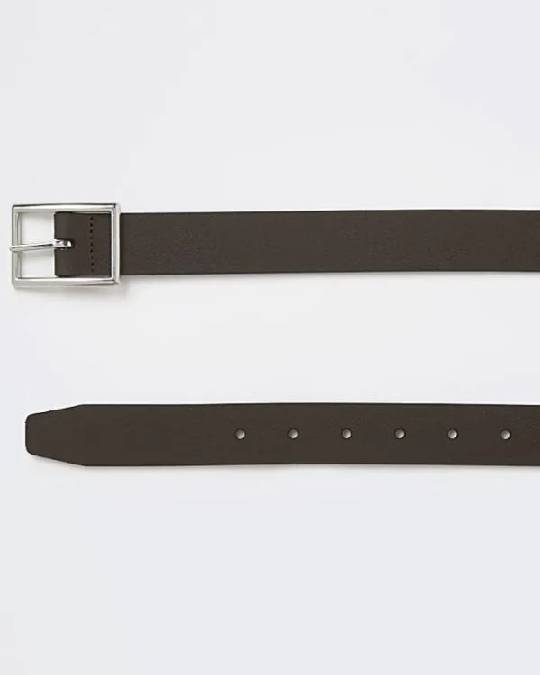 Brown leather buckle belt