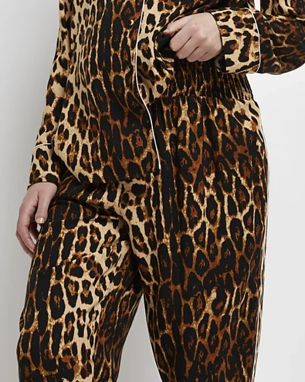 Brown leopard print maternity pyjama trousers