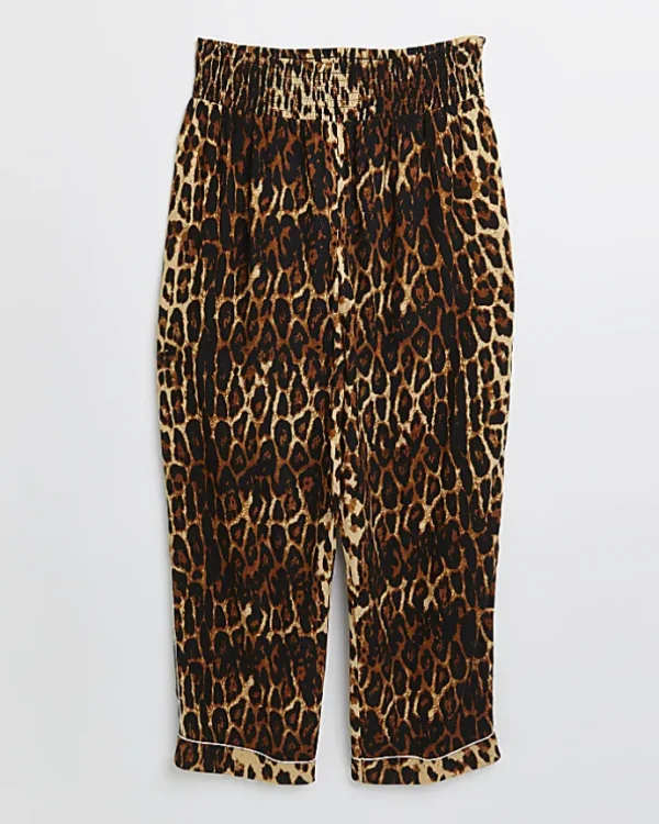 Brown leopard print maternity pyjama trousers