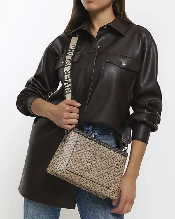 Brown monogram crossbody bag