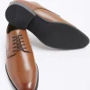 Brown pointed formal derby shoes