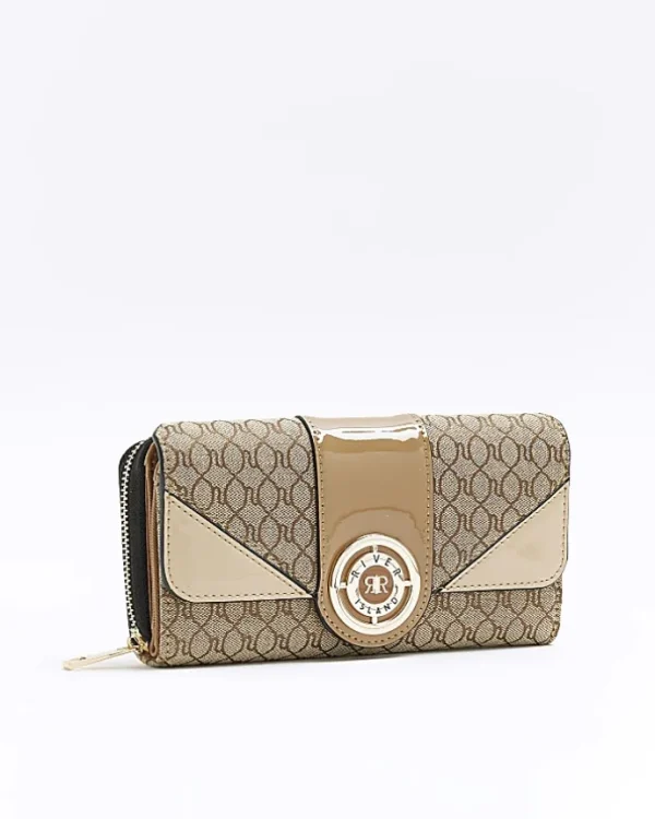 Brown RI monogram fold out purse