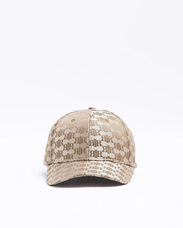 Brown RI monogram jacquard cap