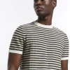 Brown slim fit stripe knitted t-shirt