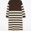 Brown stripe jumper midi dress