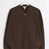 Brown zip up bomber sweatshirt