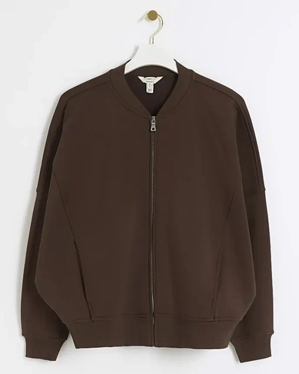 Brown zip up bomber sweatshirt