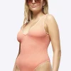 Coral crinkle Whipstitch Swimsuit