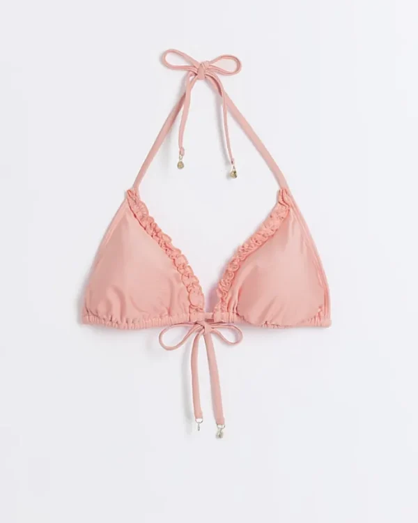 Coral Frill Triangle Bikini Top