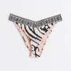 Cream abstract brief bikini bottoms