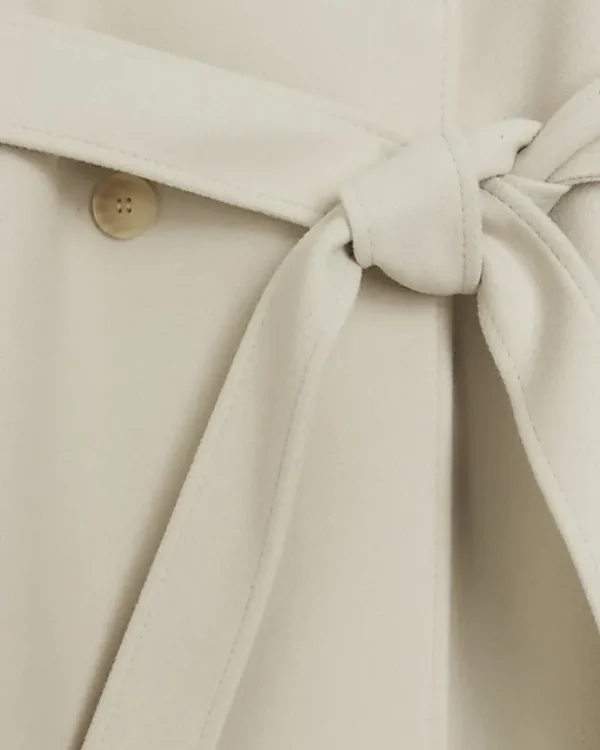 Cream belted longline trench coat