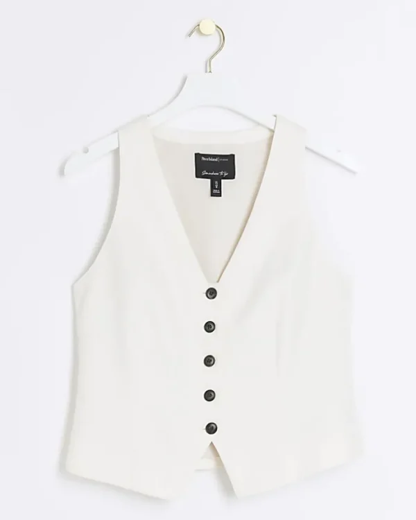 Cream button front waistcoat