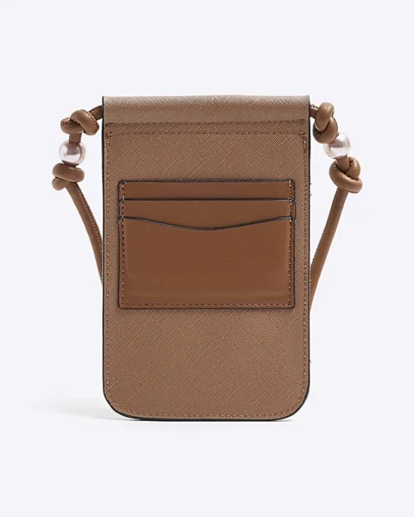 Cream canvas phone cross body bag