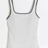 Cream crinkle tankini top