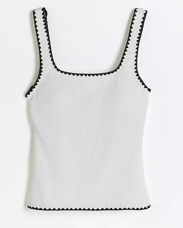 Cream crinkle tankini top